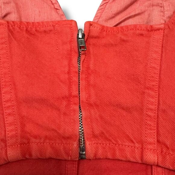 Mara Hoffman Milla Cropped Denim Top Poppy Orange Sweetheart Cotton Size 00 - Picture 7 of 8